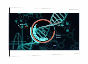 Showing energy gauge over 3D DNA helix on console, with launch 35% energy release, hexagonal grid