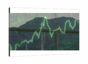 Displaying green chart tracking turbine output over wind farm ridge, with grid markings data labels