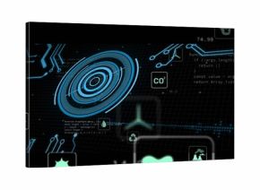 Displaying blue concentric HUD element on grid dashboard, with CO? label recycling water droplets