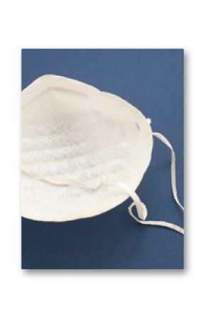 Top view of a protective disposable mask for covering the nose and preventing the inhalation of dust