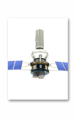 3d image of blue modern solar satellite