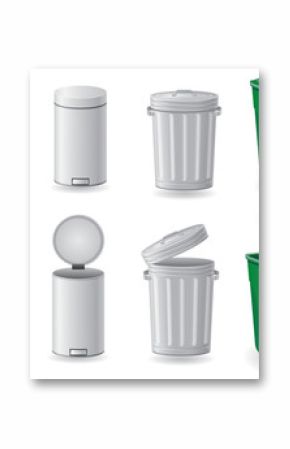 trash can and dustbin set icons vector illustration