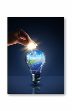 invest in solar energy -  concept - sun in bulb - piggybank
