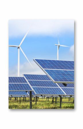 solar photovoltaics  panel and wind turbines generating electricity green energy renewable 