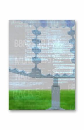 Image of financial data over solar panels