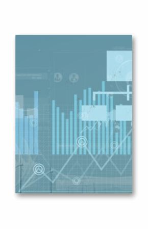 Image of graphs and data over wind turbines
