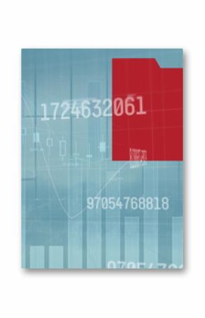 Image of statistical data processing over spinning windmill against blue sky