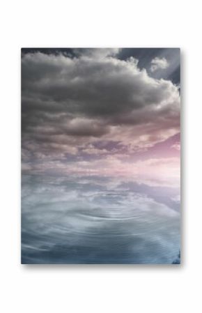 Water reflecting stormy sky