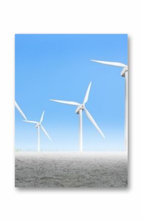 Four wind turbines in a desert