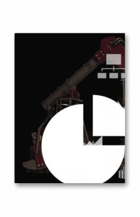Image of oil pumpjack with data charts in black background for school use