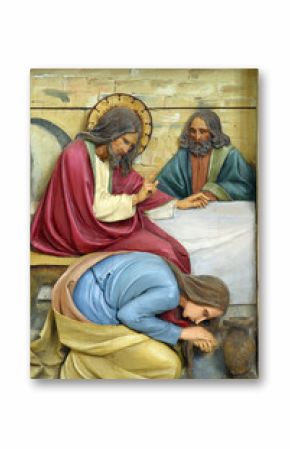 Saint Mary Magdalene washing Jesus feet