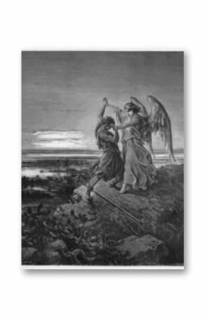 Jacob wrestles with the angel