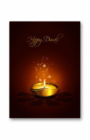 oil lamp with plac for diwali greetings over dark background