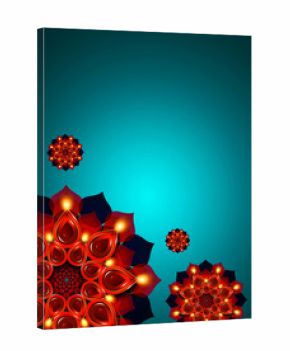 oil lamps with diwali diya elements over turquoise