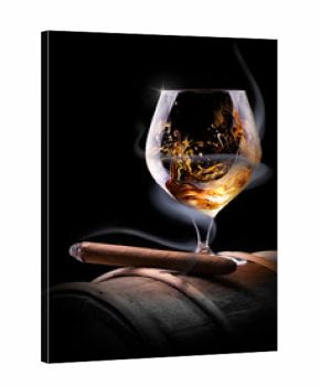 Cognac glass shrouded in a smoke