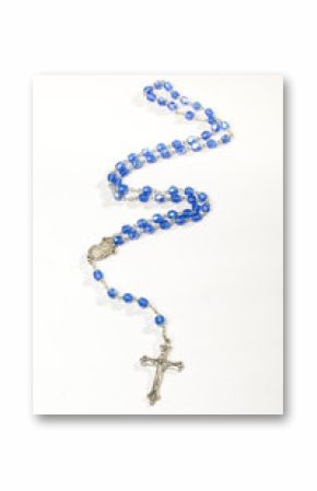 Blue rosary isolated vertical photo