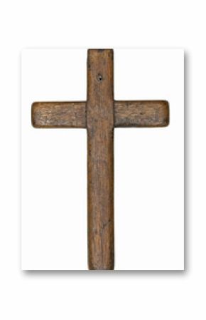 Wooden cross isolated on white