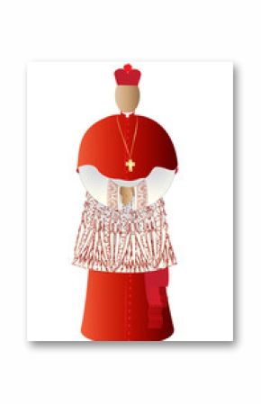 Pope with cardinals in choir dress, conclave or Roman curia color illustration