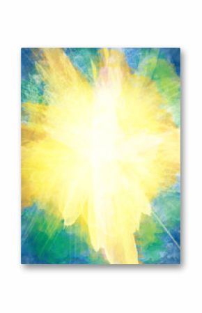 White cross on bursting light rays background, abstract Christian Easter illustration