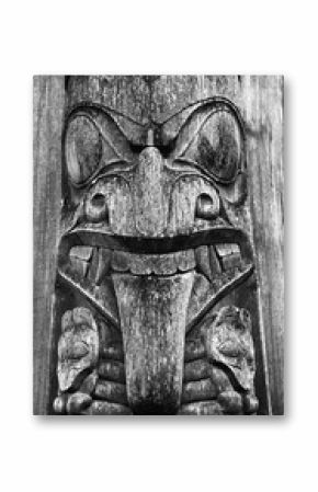 Black and white a totem pole, Haida Gwaii, Queen Charlotte Islands, Canada
