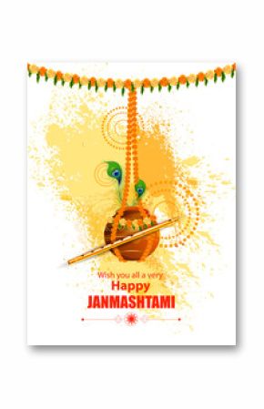 Happy Krishna Janmashtami greeting background