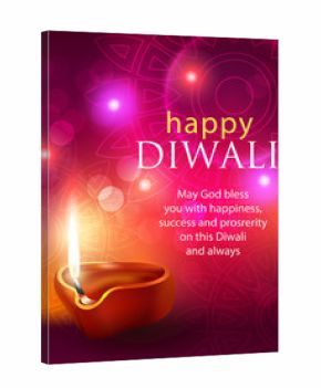 Happy Diwali background with diya and greeting. Vector illustration. 