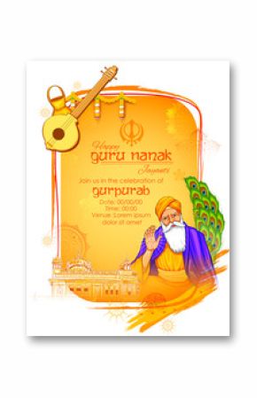 Happy Gurpurab, Guru Nanak Jayanti festival of Sikh celebration background