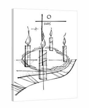 Advent crown, candles and religious Christian Cross