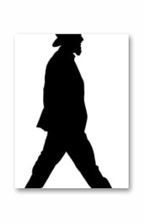 Amish man in suite vector silhouette illustration. Jewish business man. Tourist man traveler isolated on white background. diamond merchant