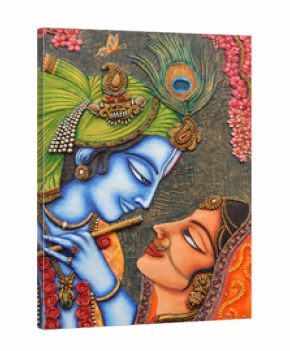 Closeup of Hindu God Sri Krishna and Radha art as in mythology in a temple 