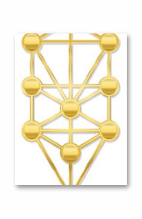 Tree of Life. Golden Kabbalah symbol with ten Sephirots of the Hebrew Kabbalah - isolated on white background.