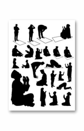 Silhouette of muslim praying. Vector, illustration. Good use for symbol, logo, web icon, mascot, sign, or any design you want.