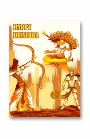 Lord Rama killing Ravana in Happy Dussehra festival of India