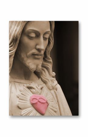 Jesus with a red heart selective color