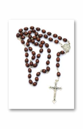 Rosary on white background