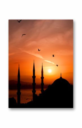 View of mosque during sunset at Istanbul