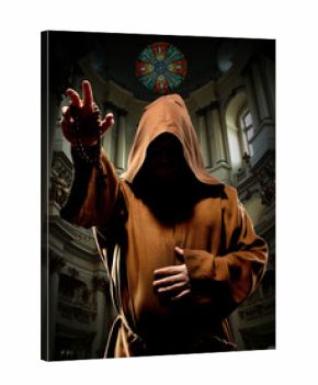 Preaching monk in church