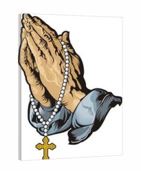 Praying hands with rosary