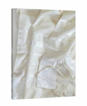 White Prayer Shawl - Tallit, jewish religious symbol