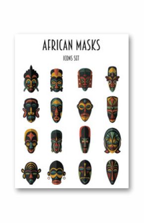 Set of African Ethnic Tribal masks