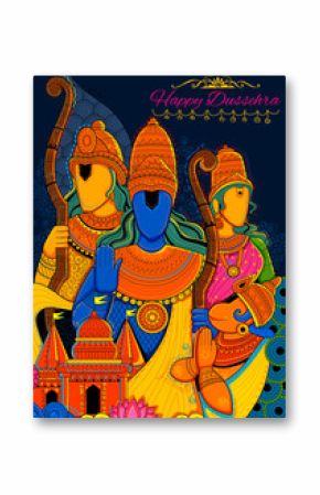 Lord Ram, Sita, Laxmana, Hanuman and Ravana in Dussehra Navratri festival of India poster