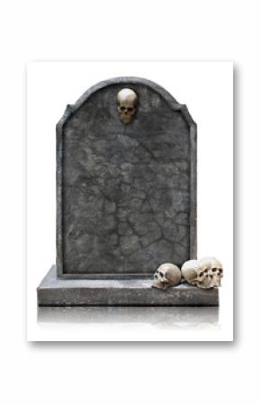 Tombstone with skull isolated with clipping path.