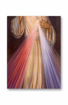 BERLIN, GERMANY, FEBRUARY - 15, 2017: The painting of traditional Divine Mercy of Jesus in church Rosenkranz Basilica by unknown artist of 20. cent..