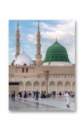 Muslims gathered for worship Nabawi Mosque, Medina, Saudi Arabia