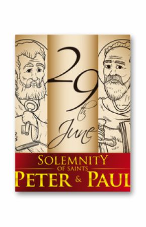 Hand Drawn Portraits for Solemnity of Saints Peter and Paul, Vector Illustration