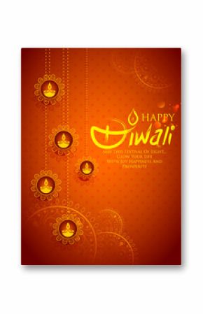 Burning diya on Happy Diwali Holiday background for light festival of India