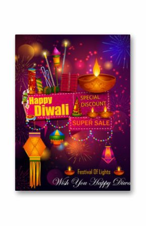 Happy Diwali light festival of India greeting advertisement sale banner background