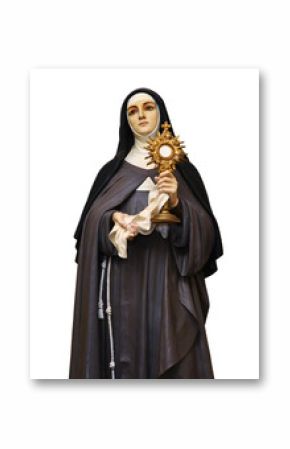 Saint Clare of Assisi statue  isolated on white background