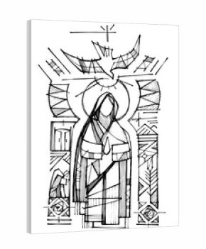 Virgin Mary, Holy Spirit and religious Christian symbols