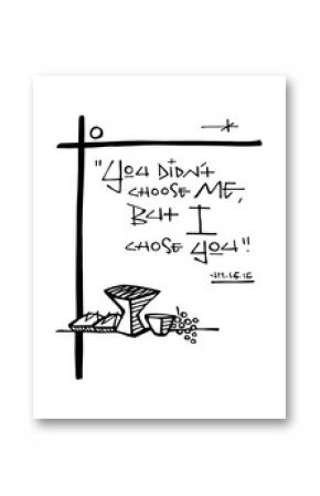 Religious christian phrase ink illustration